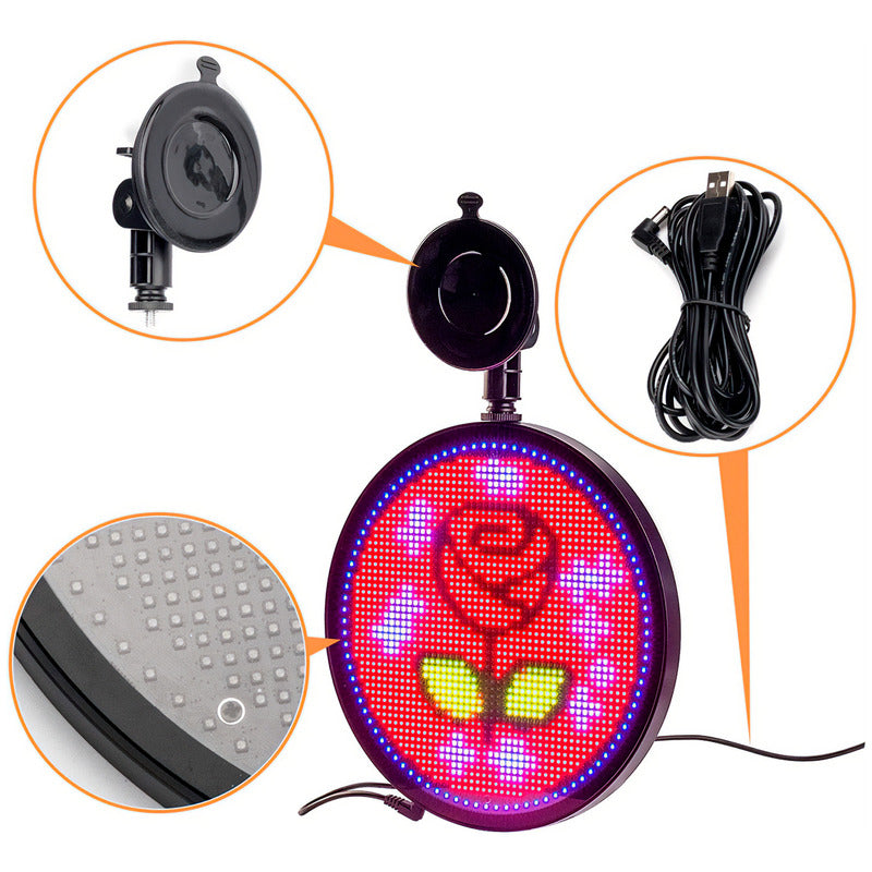 Letreiro Redondo de LED Virtua FX - 48x48 RGB, Controle Wi-Fi por App, Tela 9" e 12V/5V