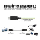 Cabo Extensor USB 3.0 Ativo Dorn - Fibra Óptica 10 Gbps, Sem Perda de Sinal para Webcam 4K/Streaming