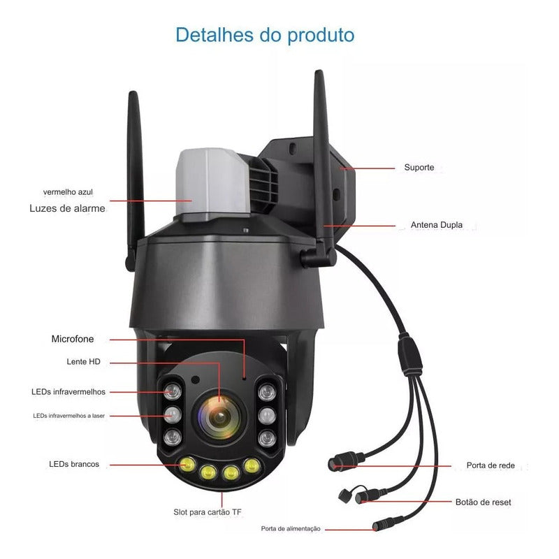 Câmera Externa Ip Prova D'água Infravermelho Wi-fi Zoom 30x