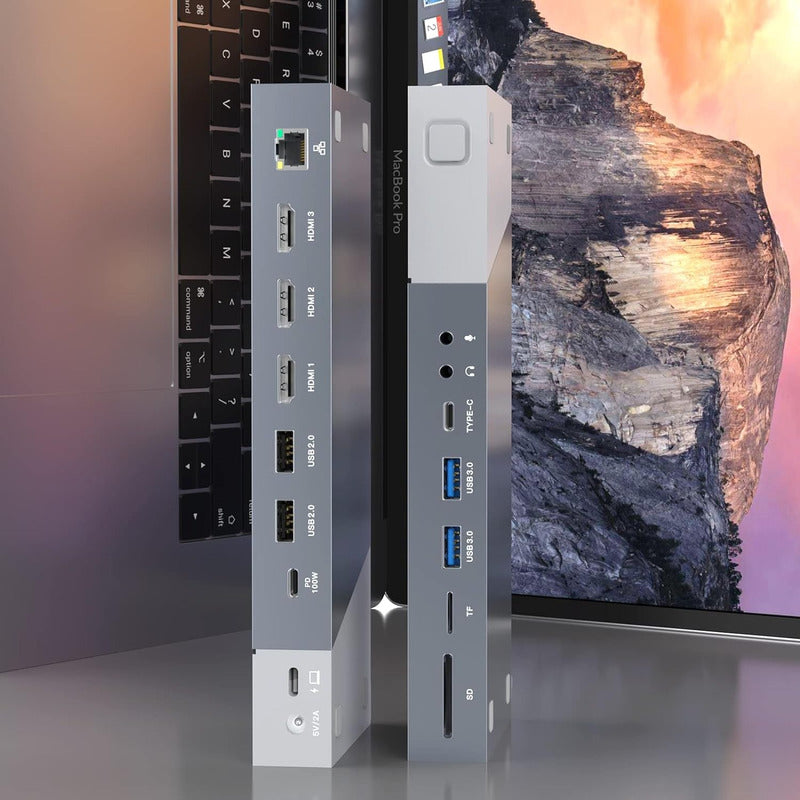 Hub Usb Dorn 15 Portas Usb-c Displaylink 3 Monitores.