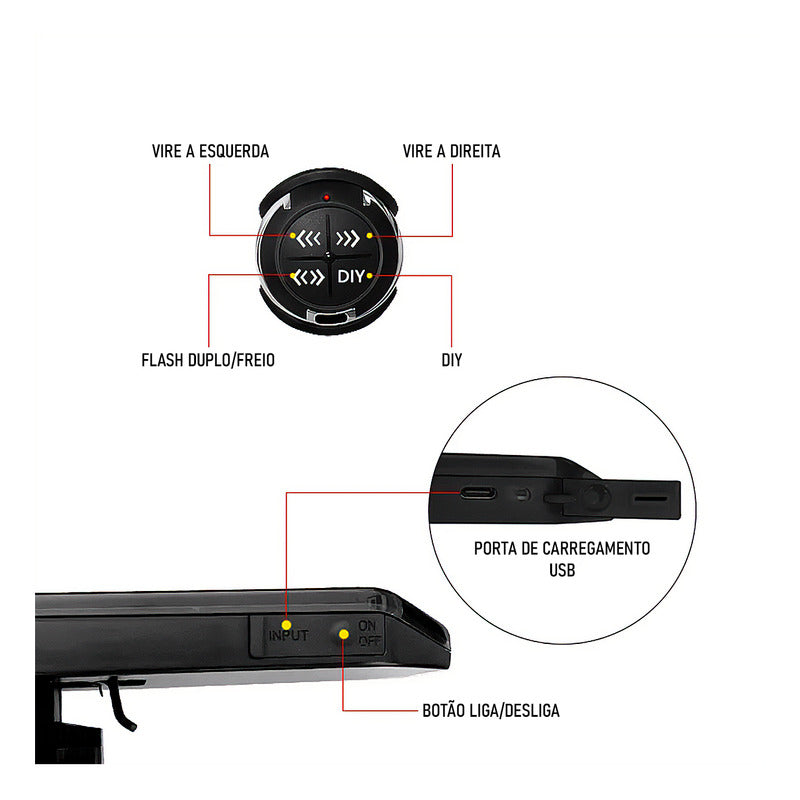 Lanterna Traseira Bike C/seta Inteligente S/fio - Virtua Fx