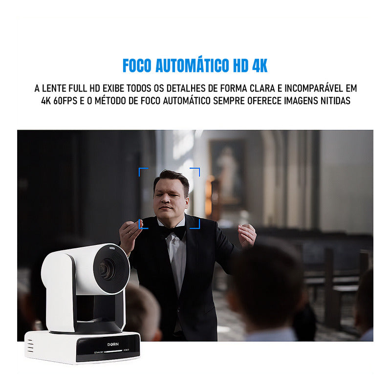 Câmera Dorn 30X 4k 60fps Ndi Hx Onvif Hdmi Usb Rj45 3d-sdi