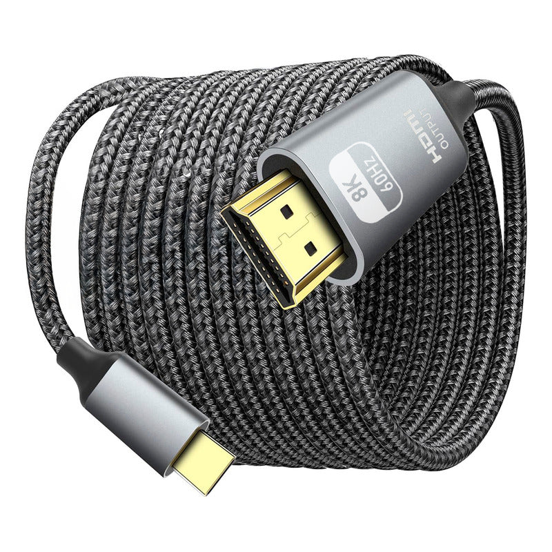 Cabo Usb Tipo C Para Hdmi 4k 3m Prata Thunderbolt 120hz