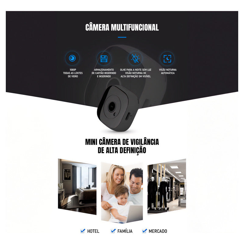 Mini Camera Ip Espiã Wifi Angulo De Visão Amplo 120 Graus