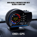 Computador de Bordo Dorn OBD2 Universal - HUD 2 em 1, Leitura de RPM, Temperatura, GPS e Alertas