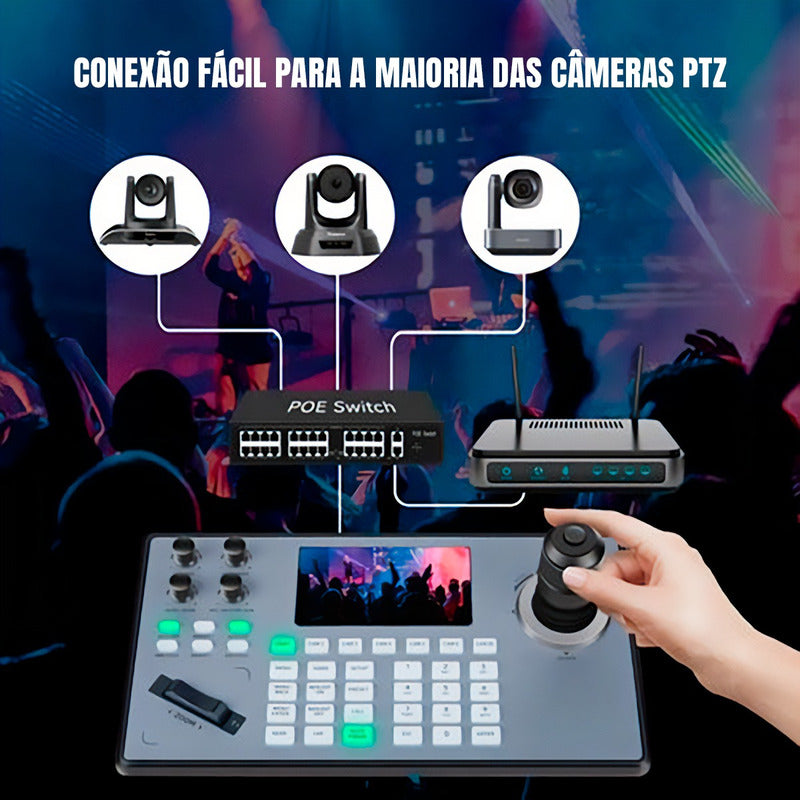 Mesa Controladora Dorn Com Joystick Para Câmeras Ptz Poe, IP, Rj45