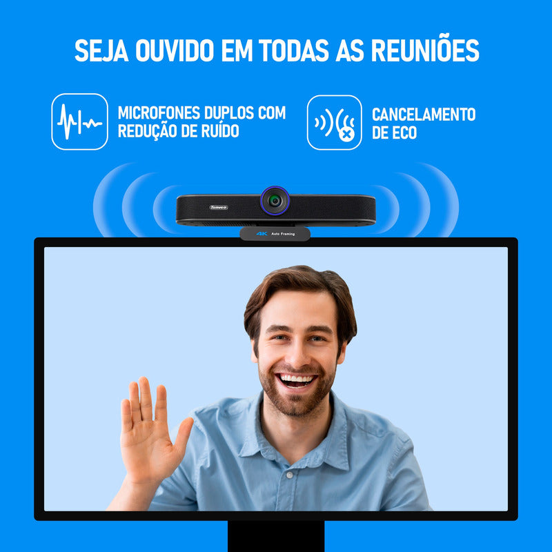 Câmera Webcam E-ptz Tenveo 4k Ultra Hd Com Ia + Controle