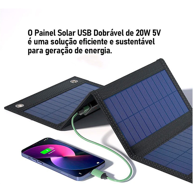 Carregador Solar Painel Solar Portátil Impermeável Usb