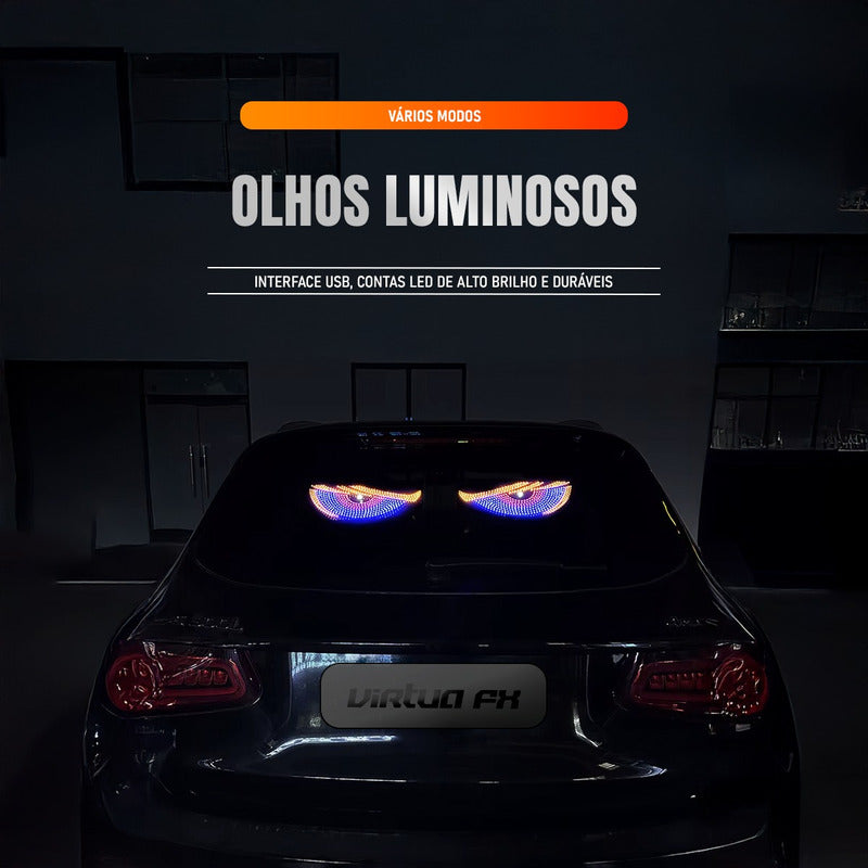 Painel LED de Olho Virtua FX para Carro - USB, Alto Brilho e Letreiro de Expressões Criativas