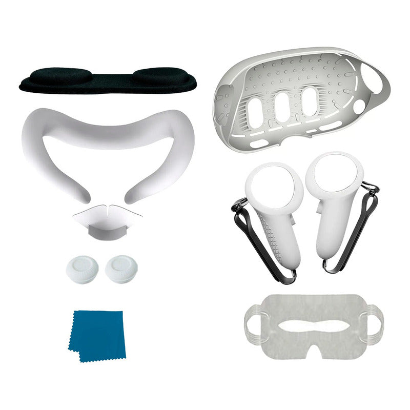 Kit de Proteção Virtua FX 5 em 1 para Meta Quest 3 - Capa, Grips, Máscara Facial e Protetor de Lentes