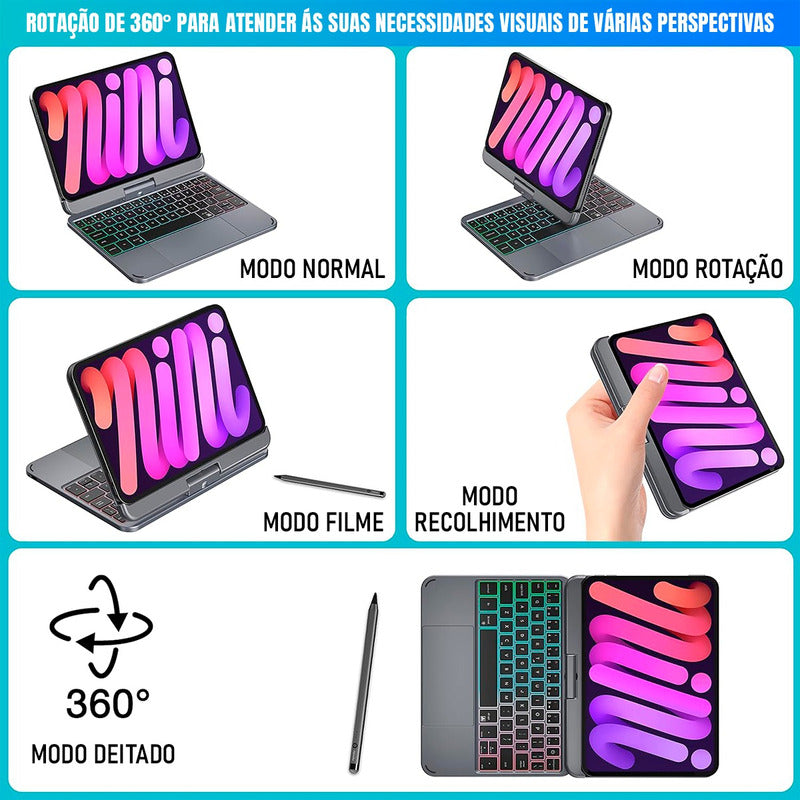 Teclado Doqo Magic Para iPad Mini 6 E 7 - Prata