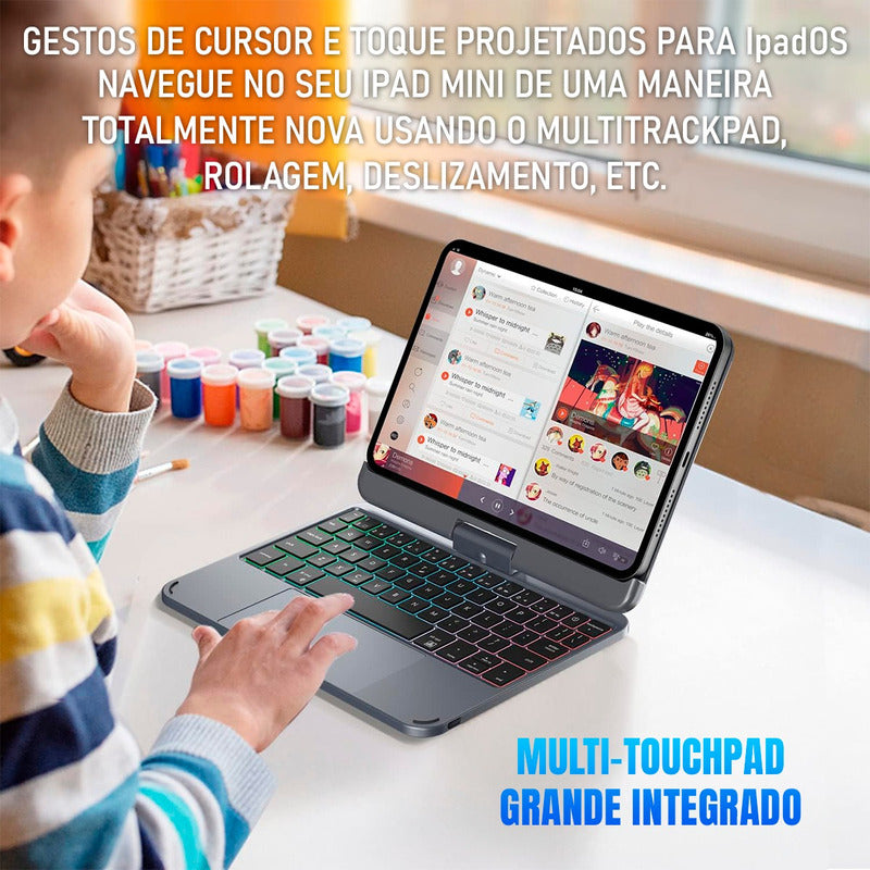 Teclado Doqo Magic Para iPad Mini 6 E 7 - Prata