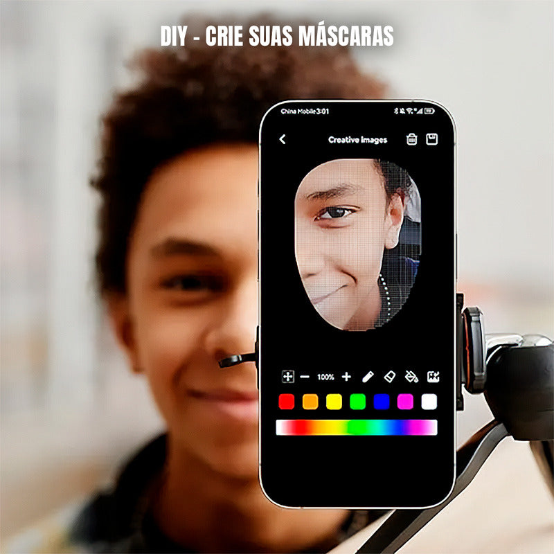 Máscara Led Fxhd Personalizável Com Voz E Gestos - Virtua Fx