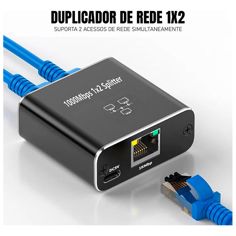 Duplicador De Saídas 2 Cabo De Rede Rj45 Emenda Internet 1gb Dorn