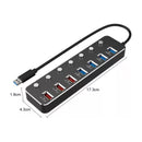 Hub USB 3.0 7 em 1 Dorn - Dock Station com Interruptores Individuais e Carregamento Rápido