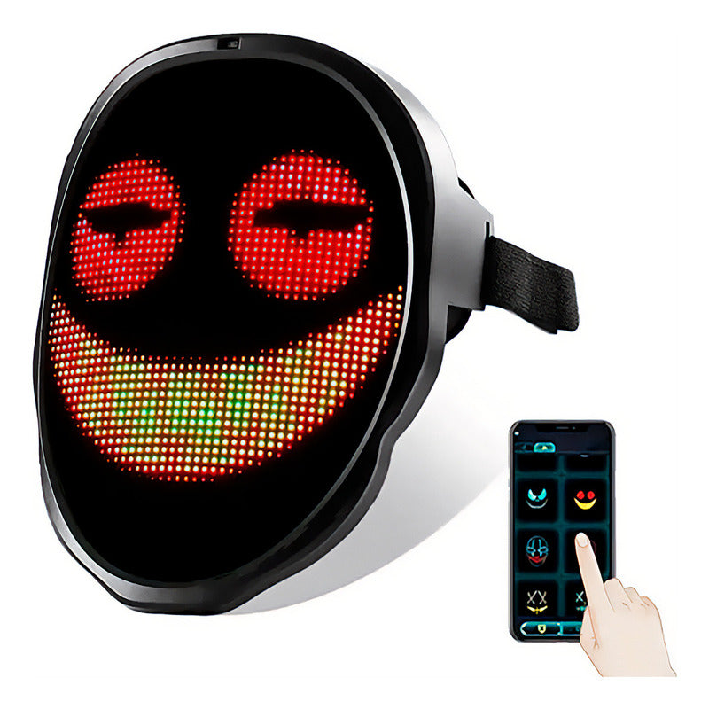 Máscara LED Virtua FX com Controle via App - 2.074 LEDs RGB, 115 Modos e Silicone Ajustável