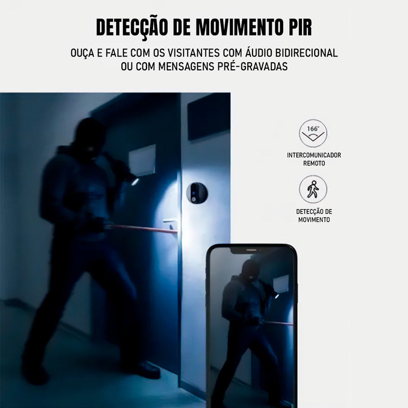 Câmera Olho Mágico Digital Dorn - Full HD 1080P, Visor 4,3", Áudio Bidirecional e Wi-Fi
