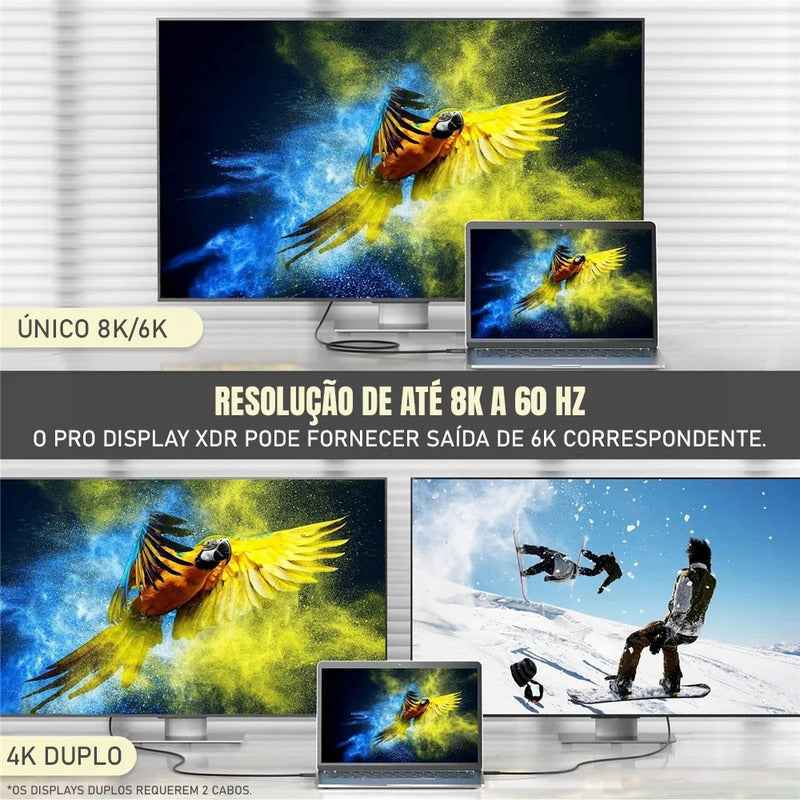 Cabo Dorn Thunderbolt 4 1m 8k@60hz Usb-c Ouro