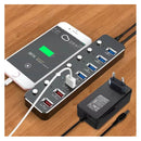 Hub USB 3.0 7 em 1 Dorn - Dock Station com Interruptores Individuais e Carregamento Rápido