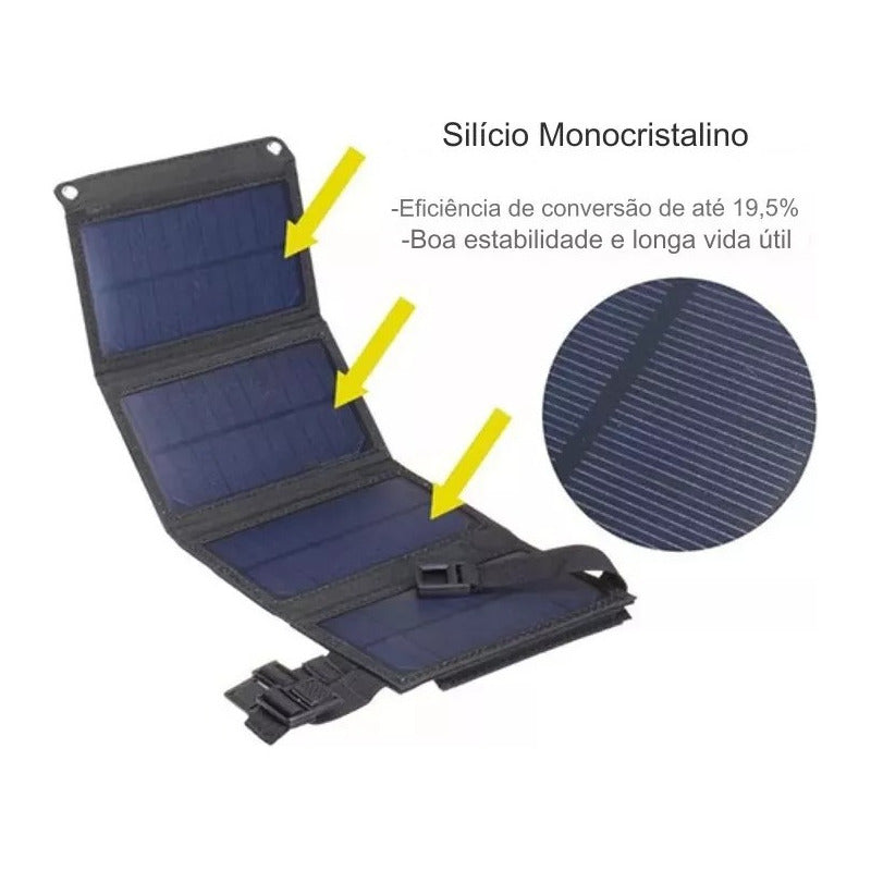 Carregador Solar Painel Solar Portátil Impermeável Usb