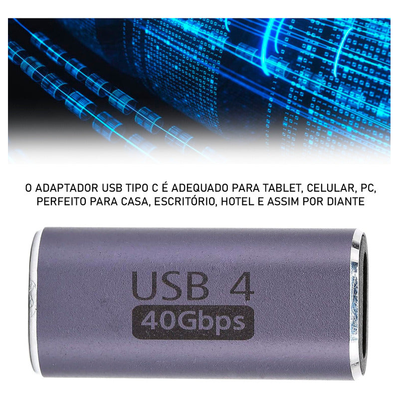 Emenda Usb 4 40gpbs Tipo-c Usb-c Fêmea Para Fêmea Adaptador