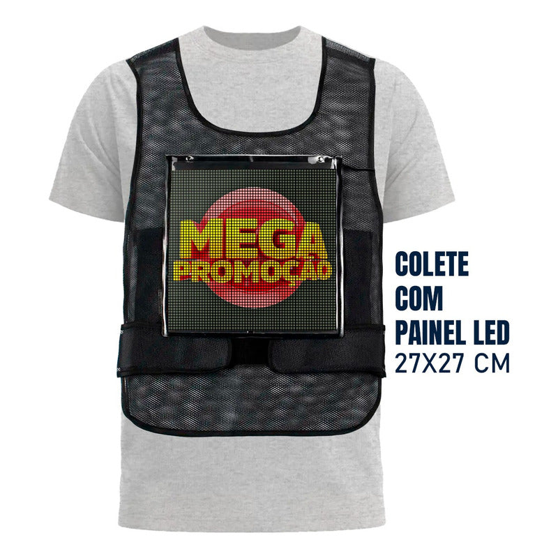 Camiseta Com Painel Led 64x64 Pixels Personalizável Por Bluetooth