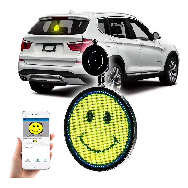 Letreiro Redondo de LED Virtua FX - 48x48 RGB, Controle Wi-Fi por App, Tela 9" e 12V/5V