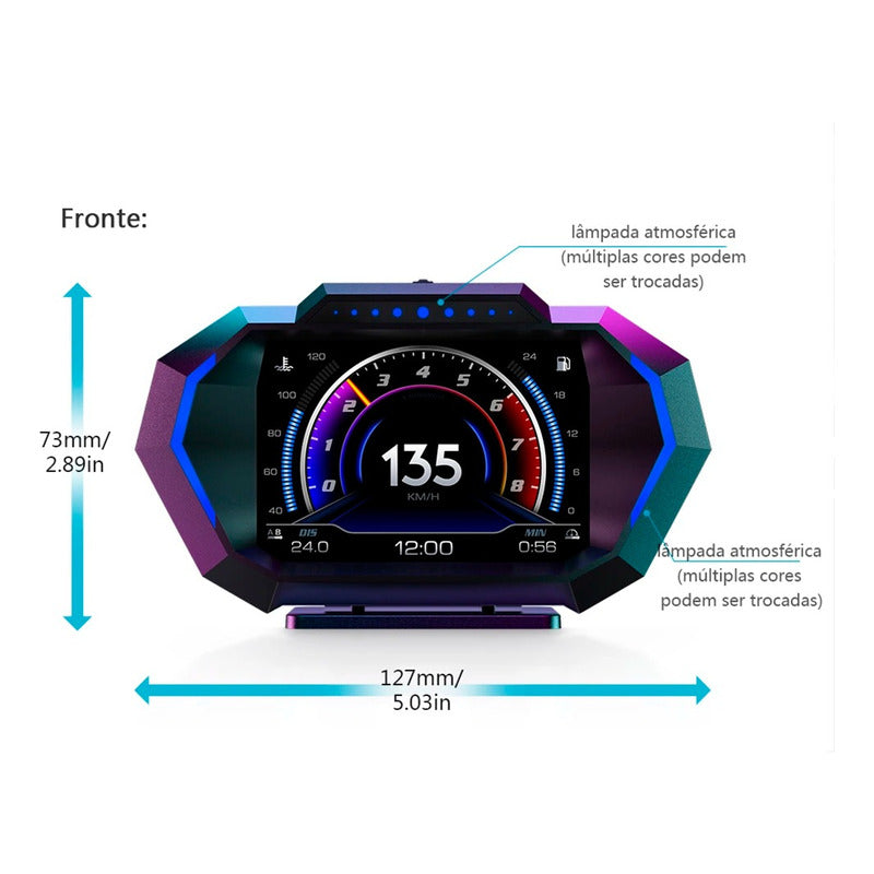 Marcador Temperatura Digital Carro Obd2 Medidor Inclinação