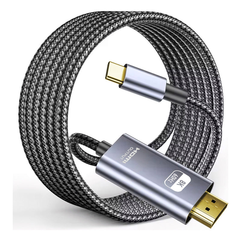 Cabo Usb Tipo C Para Hdmi 4k 3m Prata Thunderbolt 120hz