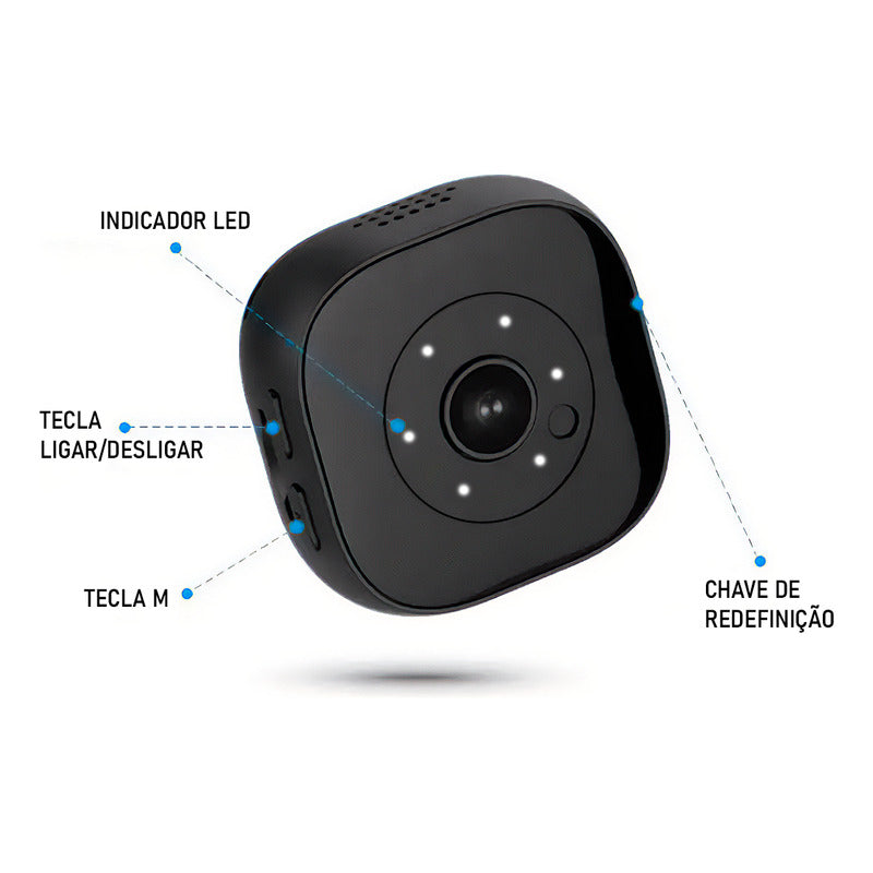 Mini Camera Ip Espiã Wifi Angulo De Visão Amplo 120 Graus
