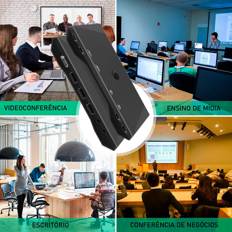 Switch Dorn Kvm 3x Usb 1 Monitor P2 Para 2 Notebooks