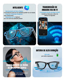 Óculos Inteligentes Dorn com IA - Câmera 32MP, Som Estéreo HD e IP65  - Lente Espelhada