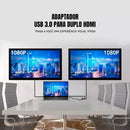 Adaptador USB 3.0 Para 2 HDMI Duplo Extensor Tela Prata