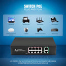 Switch Poe Dorn Gigabit 8+2  30w Por Porta Para Cftv E Rede