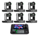 Kit 6x Câmeras Robóticas Ptz 4k 60fps 30x Dorn Hdmi Usb Rj45 NdiHX3 POE + Controladora PTZ Multiview + 6x Suportes de Parede