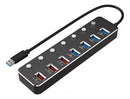 Hub 7 Portas USB 3.0 Suporte Notebook Chave Individual PD