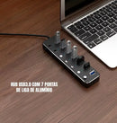 Hub 7 Portas USB 3.0 Suporte Notebook Chave Individual PD