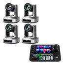 Kit 4x Câmeras Robóticas Ptz 4k 60fps 20x Dorn Hdmi Usb Rj45 NdiHX3 POE + Controladora PTZ Multiview + 4x Suportes de Parede