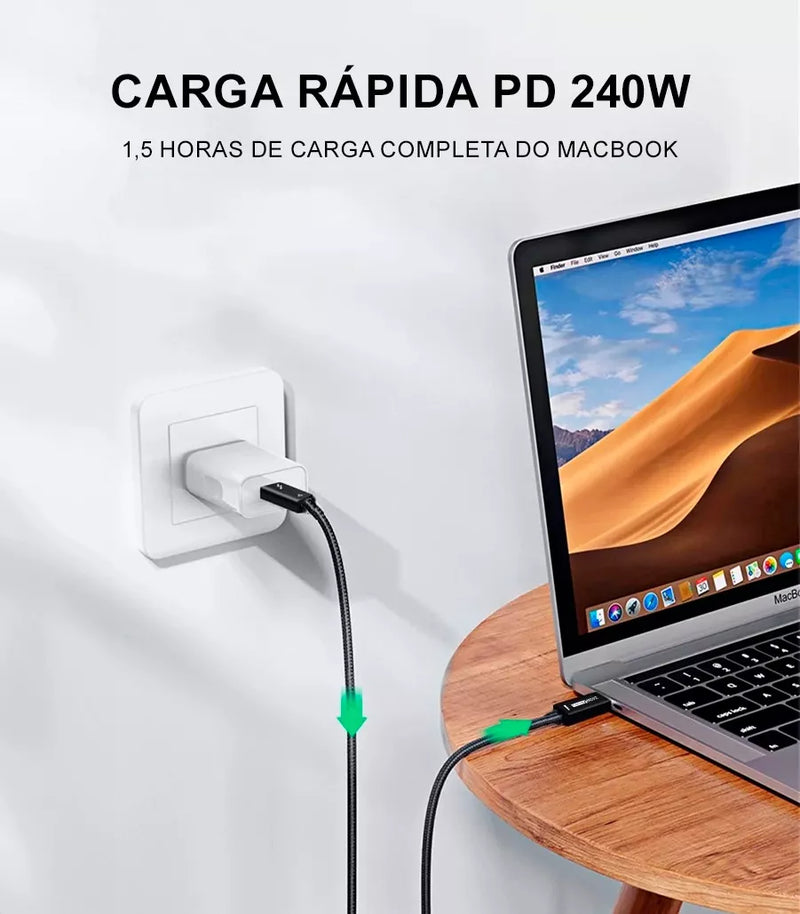 Cabo Thunderbolt 5 Dorn 3 Metros Usb-c 80 Gbps 8k 240w