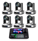 Kit 6x Câmeras Robóticas Ptz 4k 60fps 20x Dorn Hdmi Usb Rj45 NdiHX3 POE + Controladora PTZ Multiview + 6x Suportes de Parede