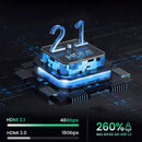 Splitter Divisor HDMI 2.1 1x2 8K 60Hz 4K 120Hz Alumínio