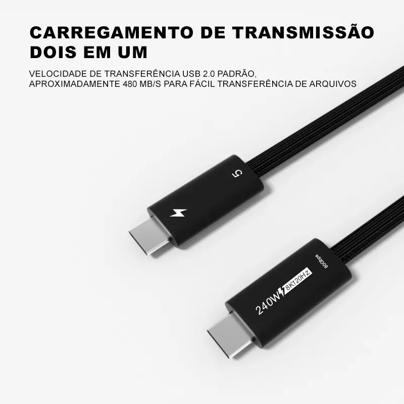 Cabo Thunderbolt 5 Dorn 3 Metros Usb-c 80 Gbps 8k 240w