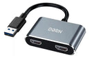 Adaptador USB 3.0 Para 2 HDMI Duplo Extensor Tela Prata