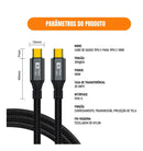 Cabo USB-C 3.2 100W 20Gbps 8K 2 Metros Dorn Tipo C