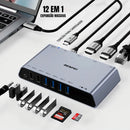 Docking Station Dorn DisplayLink 12 em 1 - 2x HDMI, Gigabit Ethernet, 4x USB 3.0 e PD 45W