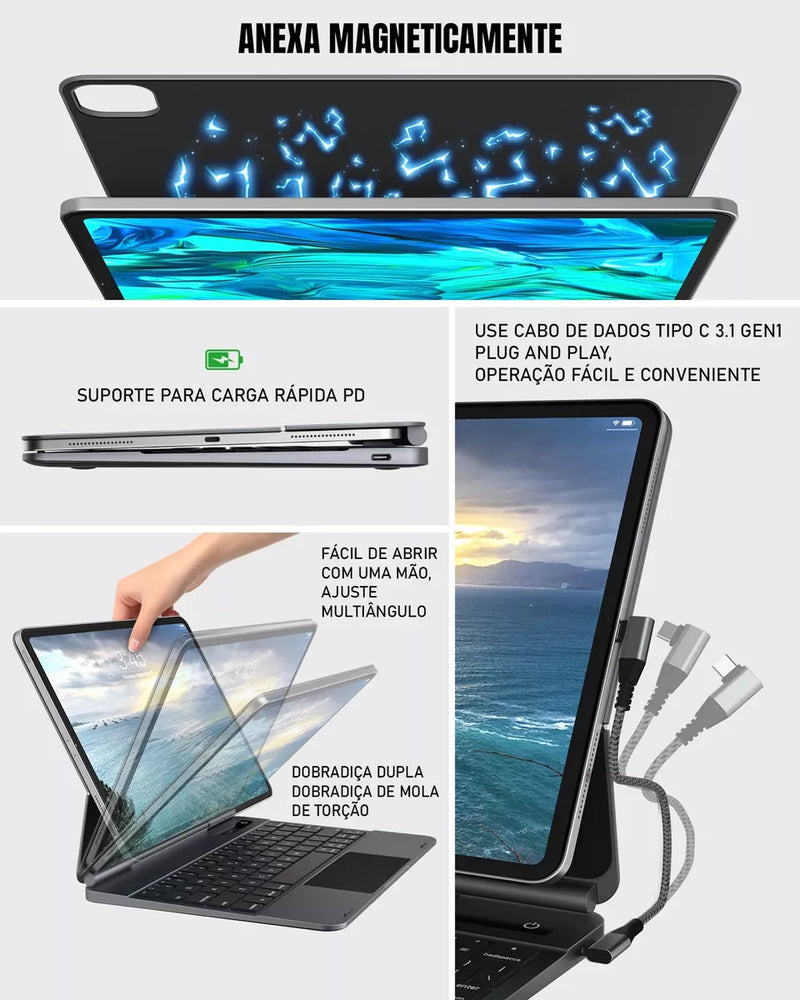 Teclado Doqo Hub Magic Touchpad Para iPad Pro 11 E Air