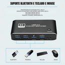 Switch KVM 2 PCs Para 1 Monitor HDMI 8K 3x USB 3.0 Preto