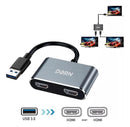 Adaptador USB 3.0 Para 2 HDMI Duplo Extensor Tela Prata