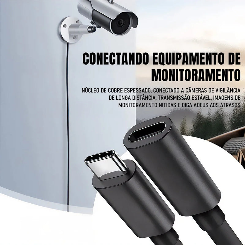 Cabo Extensor USB-C 3 Dorn - 10Gbps, Carregamento 100W e Vídeo 4K@60Hz