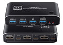 Switch KVM 2 PCs Para 1 Monitor HDMI 8K 3x USB 3.0 Preto
